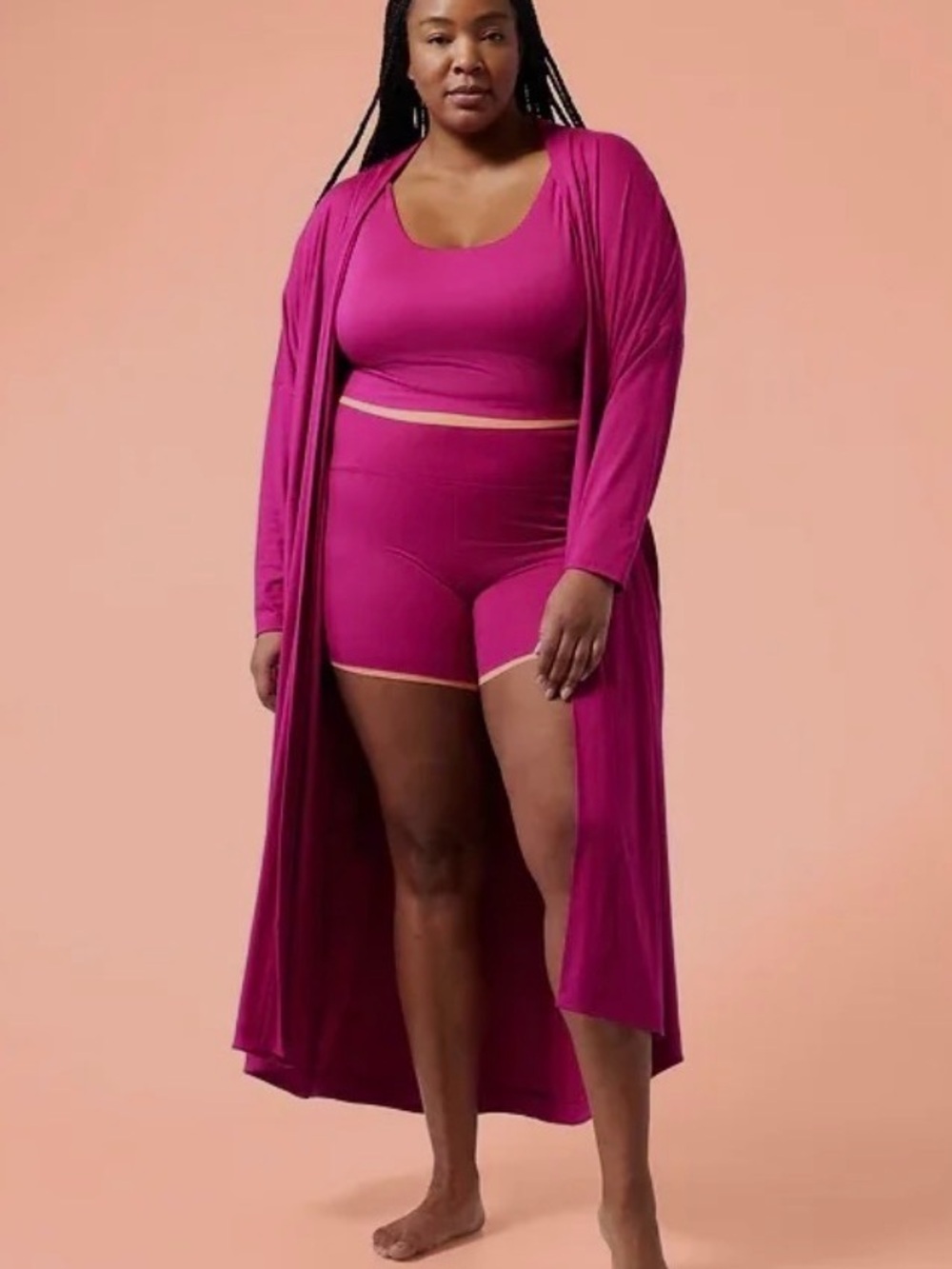 Athleta x Alicia Keys Hot Pink Long Maxi Robe - Picture 4 of 4